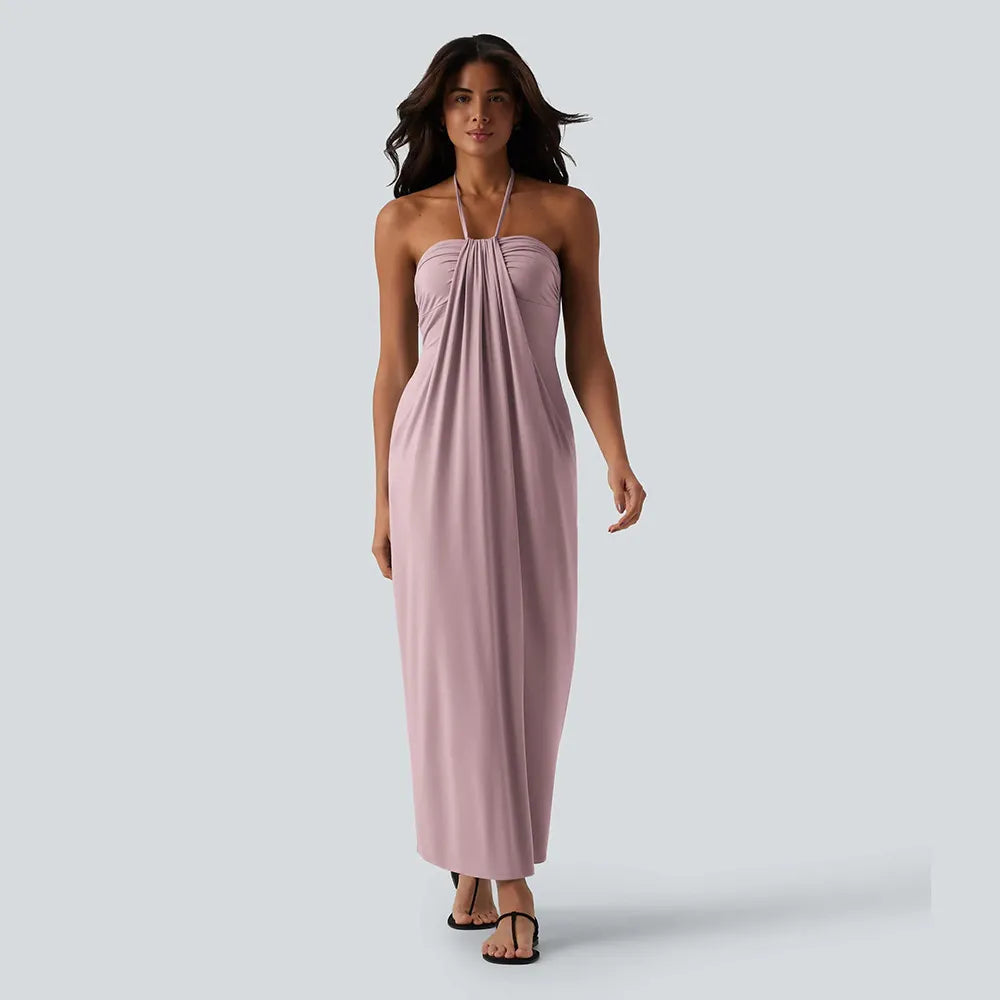🔥 Women's Halter Tie Back Maxi Dress with Pockets – Flattering Fit, Elegant Style & Everyday Comfort