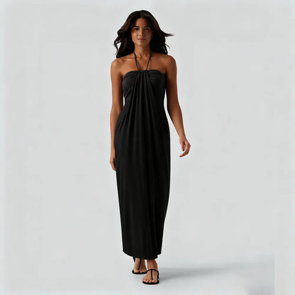 🔥 Women's Halter Tie Back Maxi Dress with Pockets – Flattering Fit, Elegant Style & Everyday Comfort