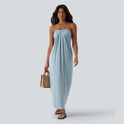 🔥 Women's Halter Tie Back Maxi Dress with Pockets – Flattering Fit, Elegant Style & Everyday Comfort