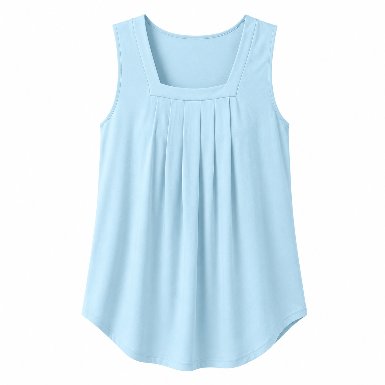 Pleated Square Neck Flowy Tank