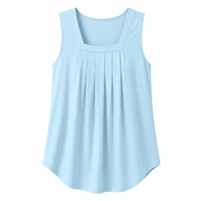 Pleated Square Neck Flowy Tank