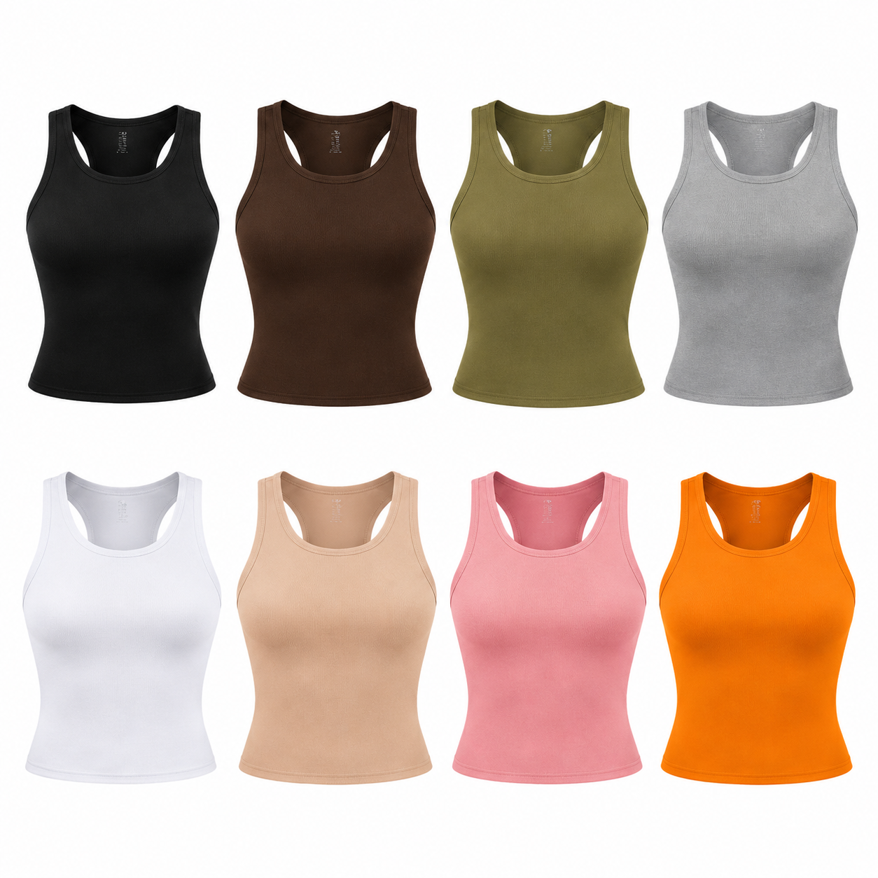 This Week's Special Price🍃Round Neck Built-in Bra Ribbed Tank Top Fit Casual Comfortable💥