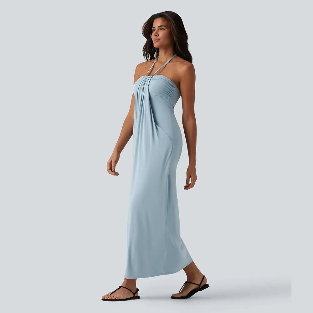 🔥 Women's Halter Tie Back Maxi Dress with Pockets – Flattering Fit, Elegant Style & Everyday Comfort