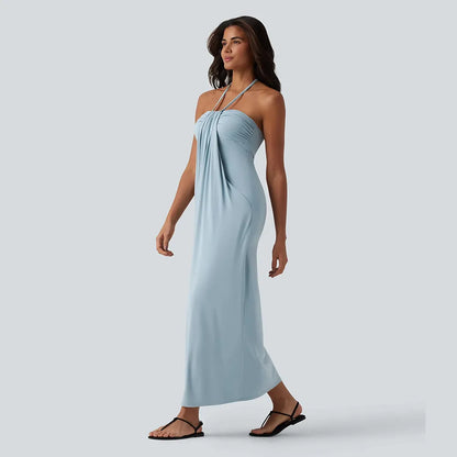 🔥 Women's Halter Tie Back Maxi Dress with Pockets – Flattering Fit, Elegant Style & Everyday Comfort