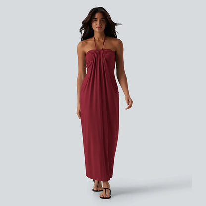 🔥 Women's Halter Tie Back Maxi Dress with Pockets – Flattering Fit, Elegant Style & Everyday Comfort