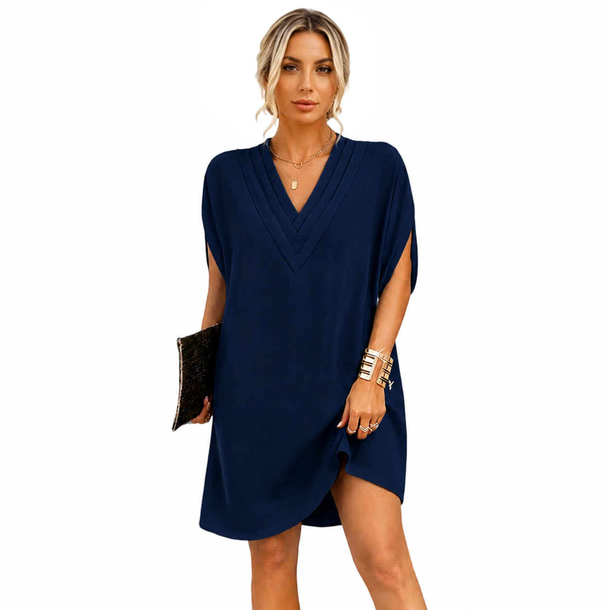 SUMMER DEAL🔥Women's V-Neck Short Sleeve Tummy-Hiding Dress