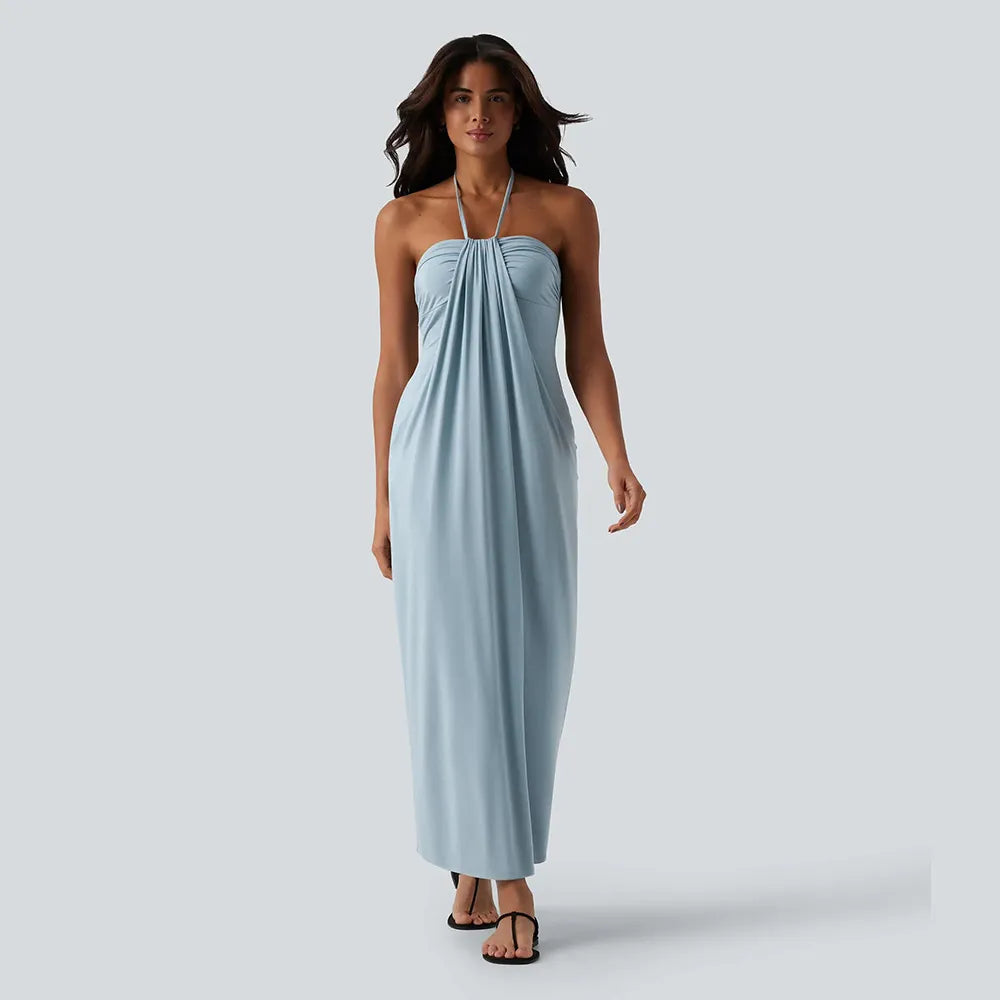 🔥 Women's Halter Tie Back Maxi Dress with Pockets – Flattering Fit, Elegant Style & Everyday Comfort