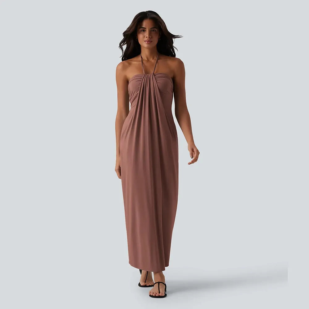 🔥 Women's Halter Tie Back Maxi Dress with Pockets – Flattering Fit, Elegant Style & Everyday Comfort