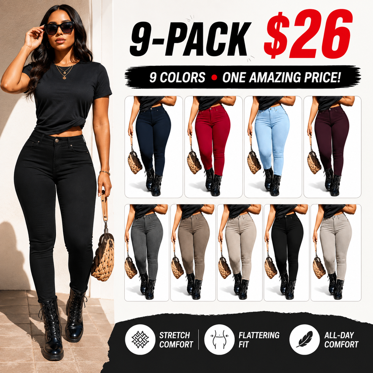🔥 Final Hours of Sale 🔥Women's Button-Fly Skinny Pants with Pockets