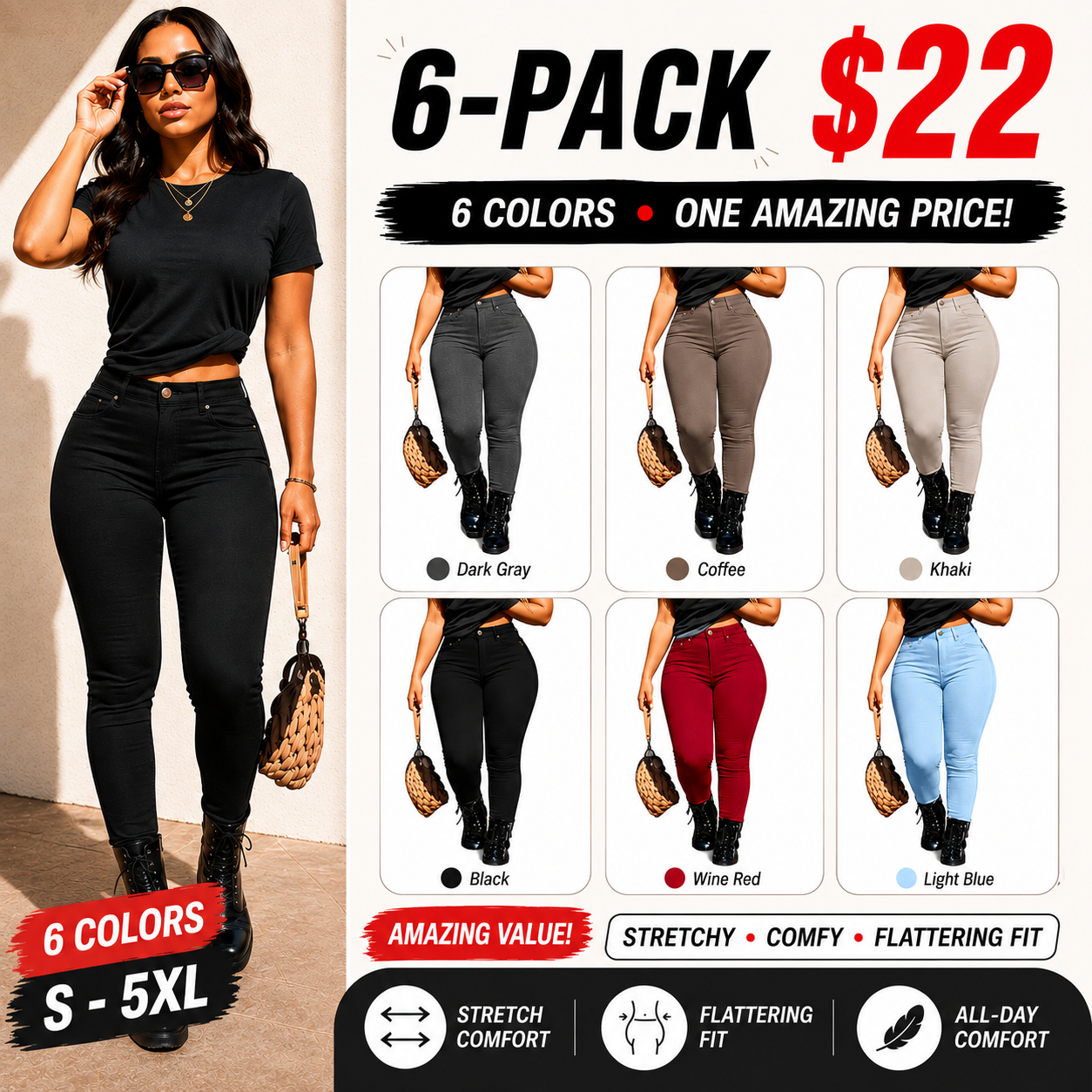 🔥 Final Hours of Sale 🔥Women's Button-Fly Skinny Pants with Pockets