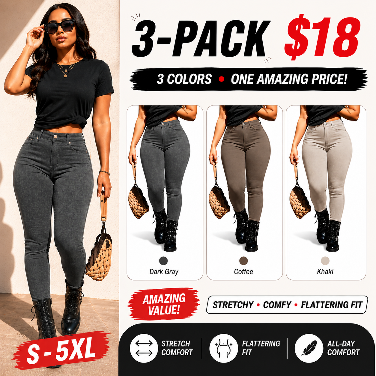 🔥 Final Hours of Sale 🔥Women's Button-Fly Skinny Pants with Pockets
