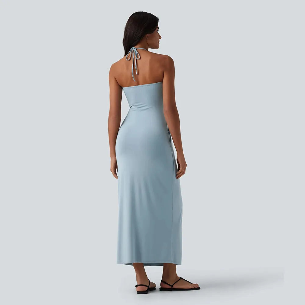 🔥 Women's Halter Tie Back Maxi Dress with Pockets – Flattering Fit, Elegant Style & Everyday Comfort
