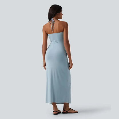 🔥 Women's Halter Tie Back Maxi Dress with Pockets – Flattering Fit, Elegant Style & Everyday Comfort