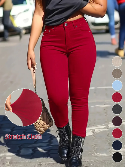 🔥 Final Hours of Sale 🔥Women's Button-Fly Skinny Pants with Pockets