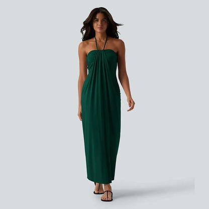 🔥 Women's Halter Tie Back Maxi Dress with Pockets – Flattering Fit, Elegant Style & Everyday Comfort