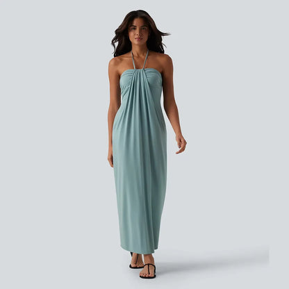🔥 Women's Halter Tie Back Maxi Dress with Pockets – Flattering Fit, Elegant Style & Everyday Comfort
