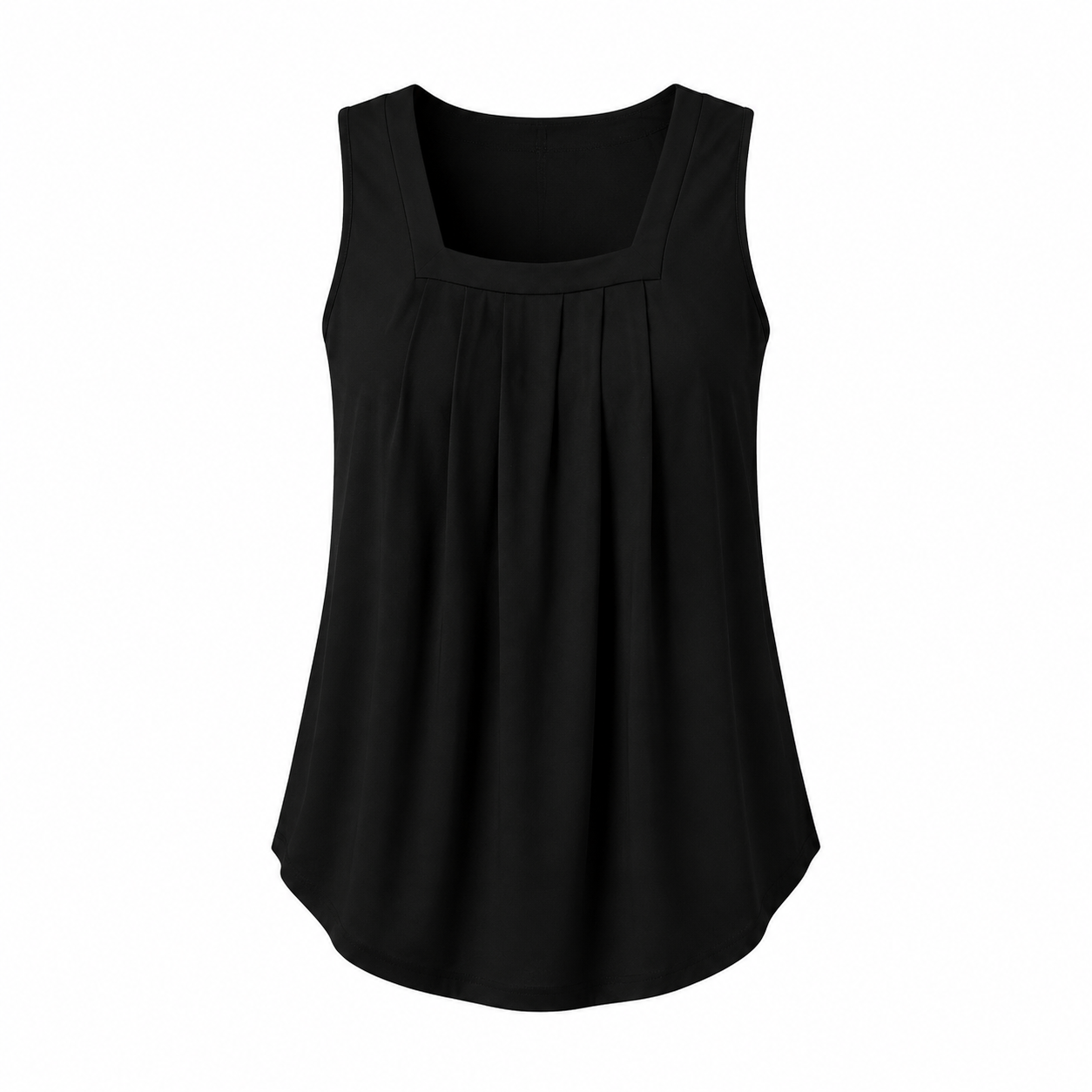 Pleated Square Neck Flowy Tank