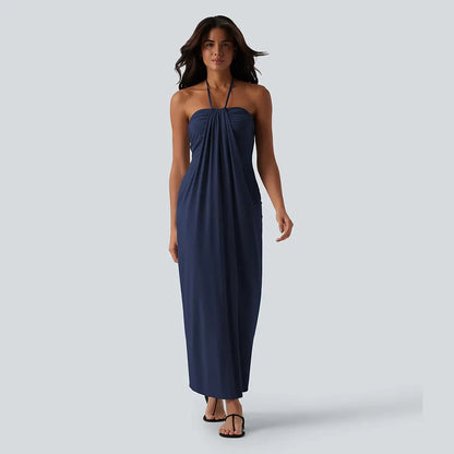 🔥 Women's Halter Tie Back Maxi Dress with Pockets – Flattering Fit, Elegant Style & Everyday Comfort